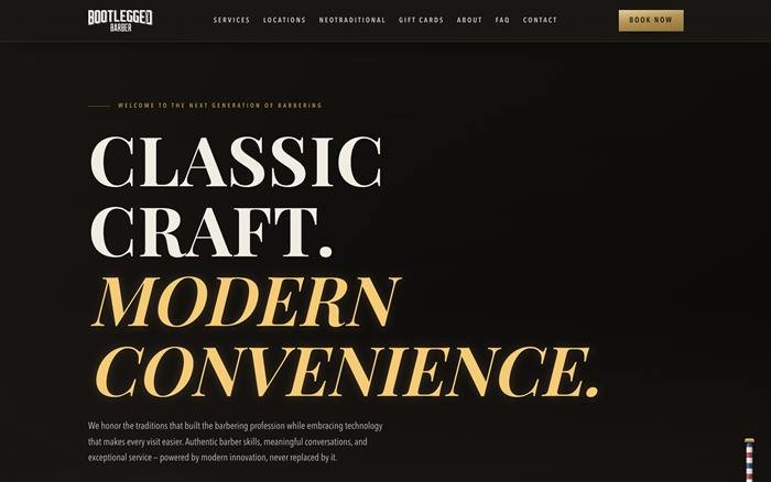 Bootlegged Barber Co. website homepage