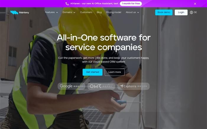 Mainteny website homepage