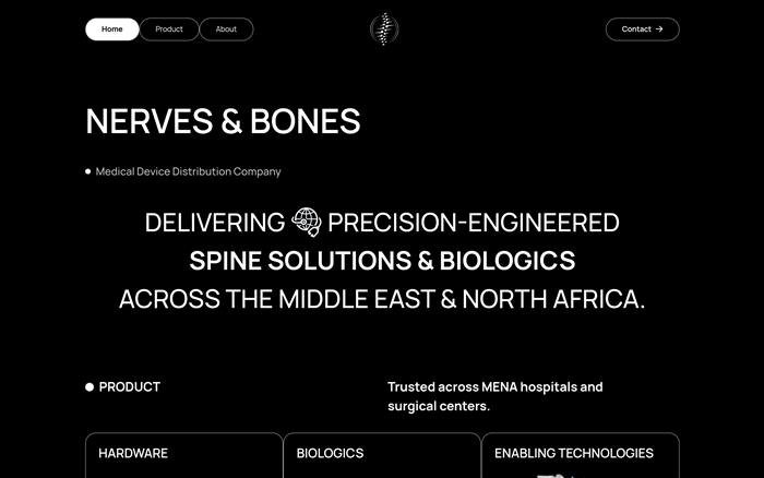 Nerves and Bones website homepage
